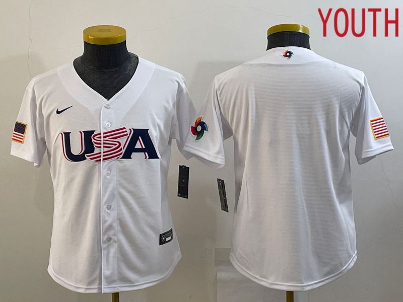 Youth 2023 World Cub USA Blank White Nike MLB Jersey4->more jerseys->MLB Jersey